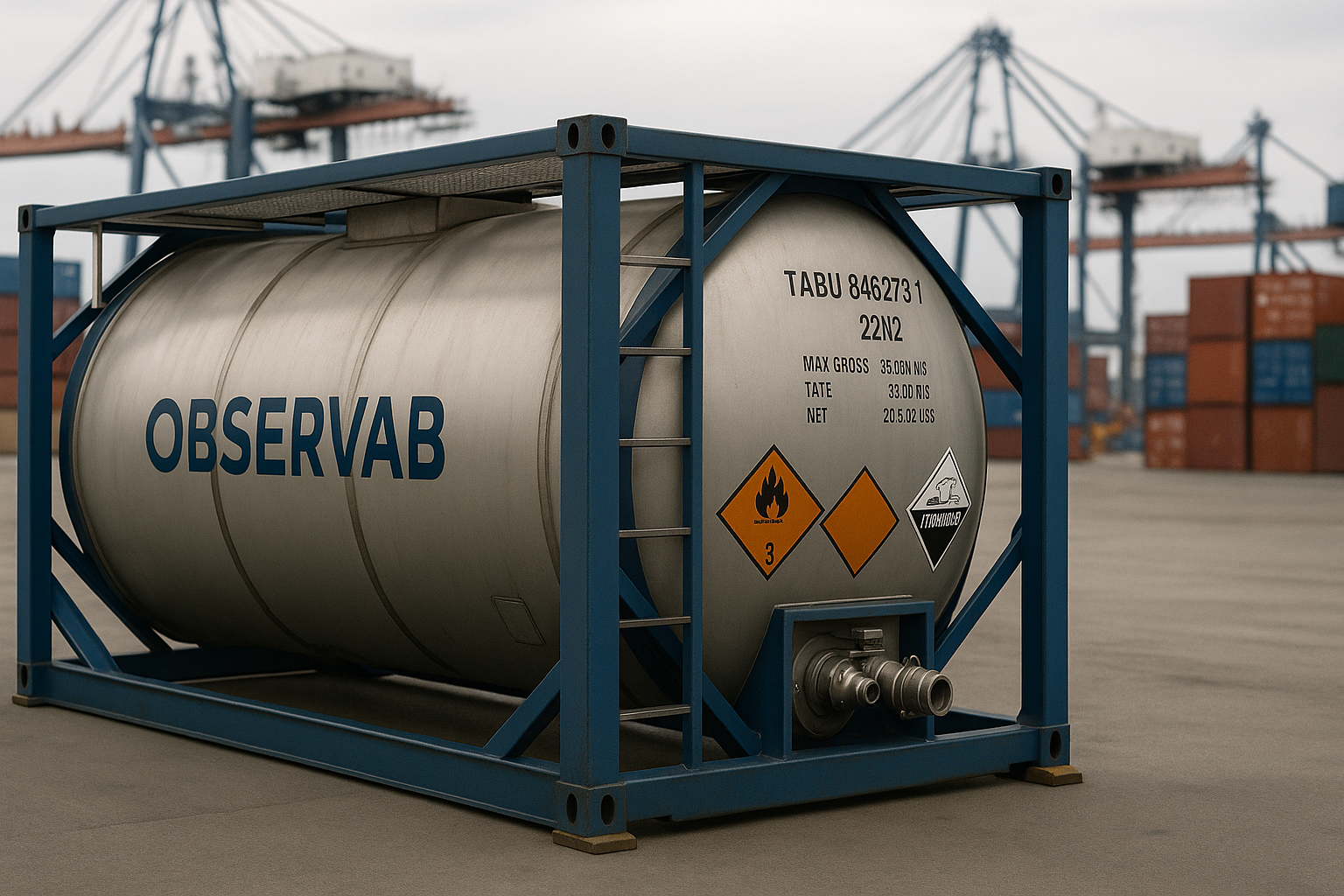 Observater Sudan surveyor inspecting an ISO tank container for liquid cargo